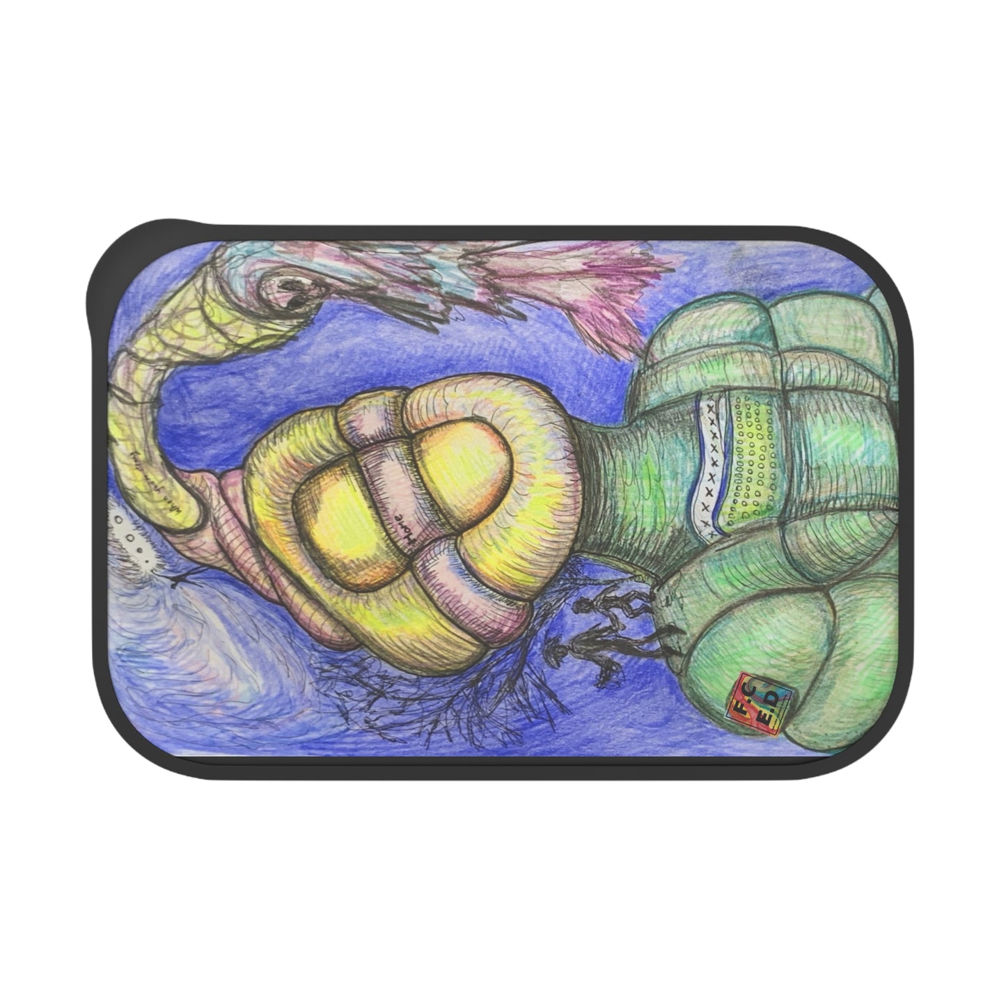 Artistic Bento Box with Utensils - Eco-Friendly Lunch Container