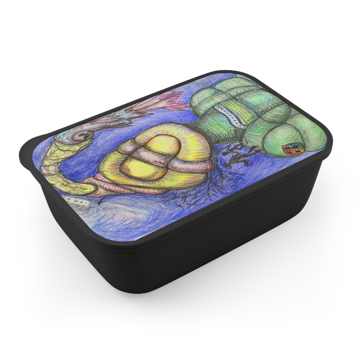 Artistic Bento Box with Utensils - Eco-Friendly Lunch Container